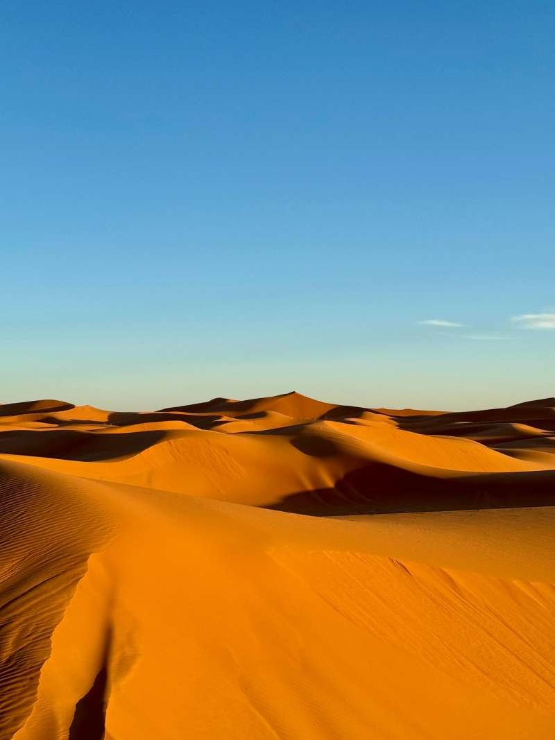 Golden Erg Chebbi sand dunes stretching to the horizon